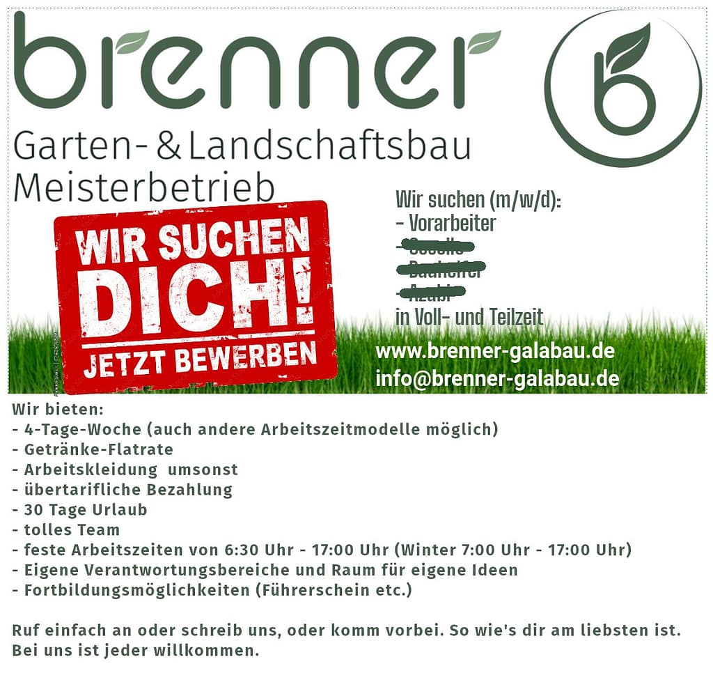 Stellenangebote / Jobs ⋆ Brenner Garten & Landschaftsbau